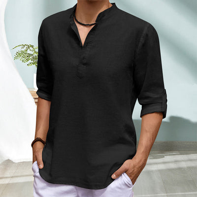 Jourdain® | Casual Solid Color Long-Sleeved Shirt With Stand-Up Collar