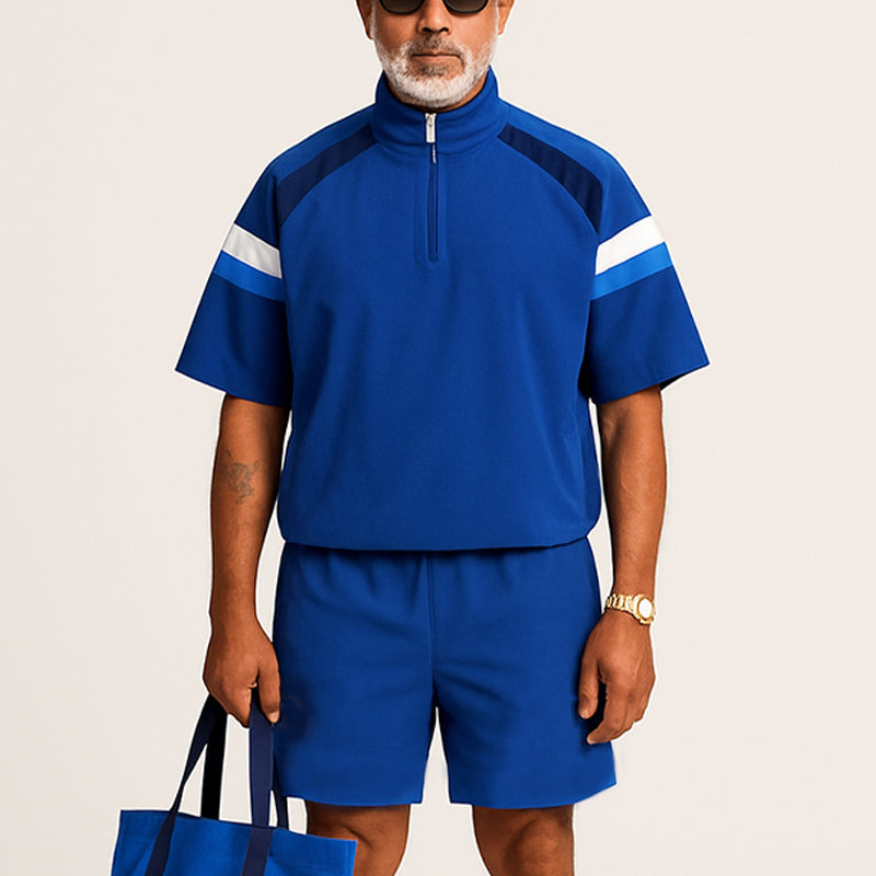 Julio | Men'S Summer Fashion Zipper Stand Collar T-Shirt Shorts Sports Set