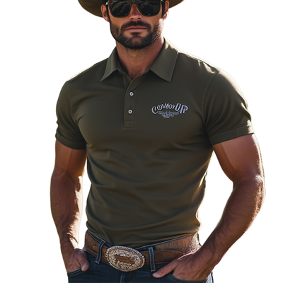 Omar | Men'S Summer Business Classic Embroidery Polo Neck T-Shirt