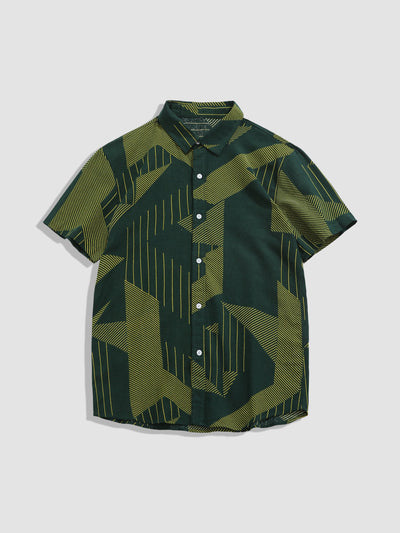 Ansil® | Line Geometry Print Button Up Shirt