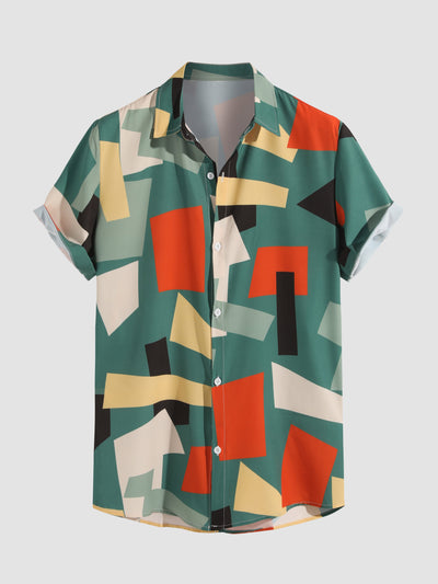 Arvad® | Geometric Color Block Print Button Up Shirt