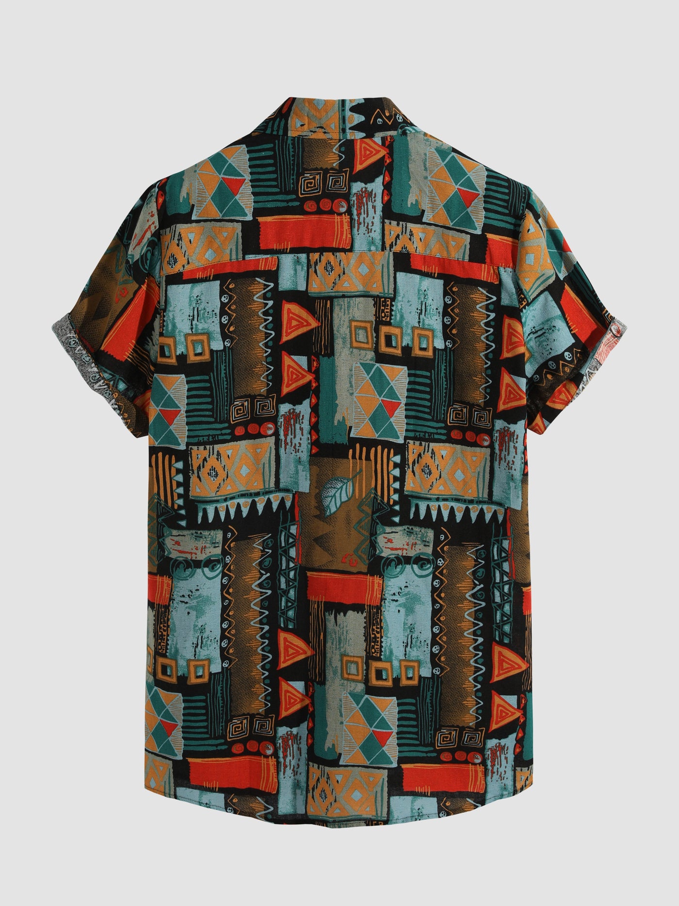 Ailbe® | Tribal Geometry Print Button Up Shirt