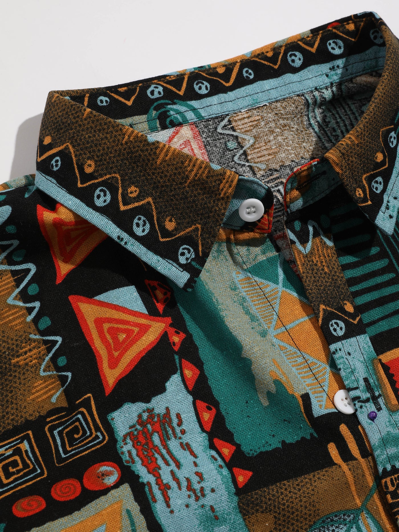 Ailbe® | Tribal Geometry Print Button Up Shirt