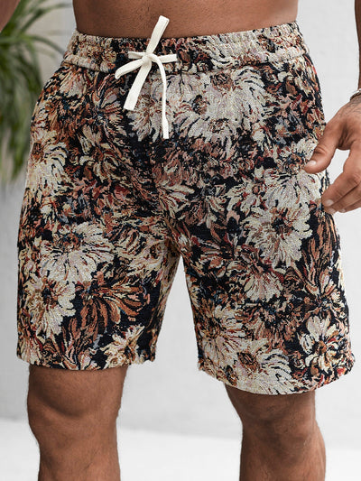 Alan | Oil Painting Floral Print Drawstring Shorts