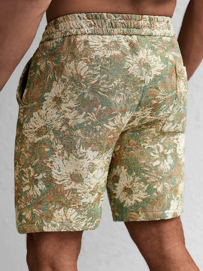 Alan | Oil Painting Floral Print Drawstring Shorts