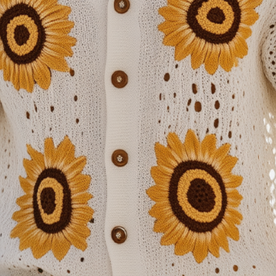 Julius | Men'S Spring And Summer Fashion Leisure Vacation Style Knitted Hollow Flower Short-Sleeved Shirt Elastic Waist Shorts Set