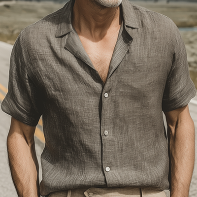 Vic | Men'S Spring And Summer Classic Casual Cotton And Linen Mixed Color Texture Breathable Short-Sleeved Shirt