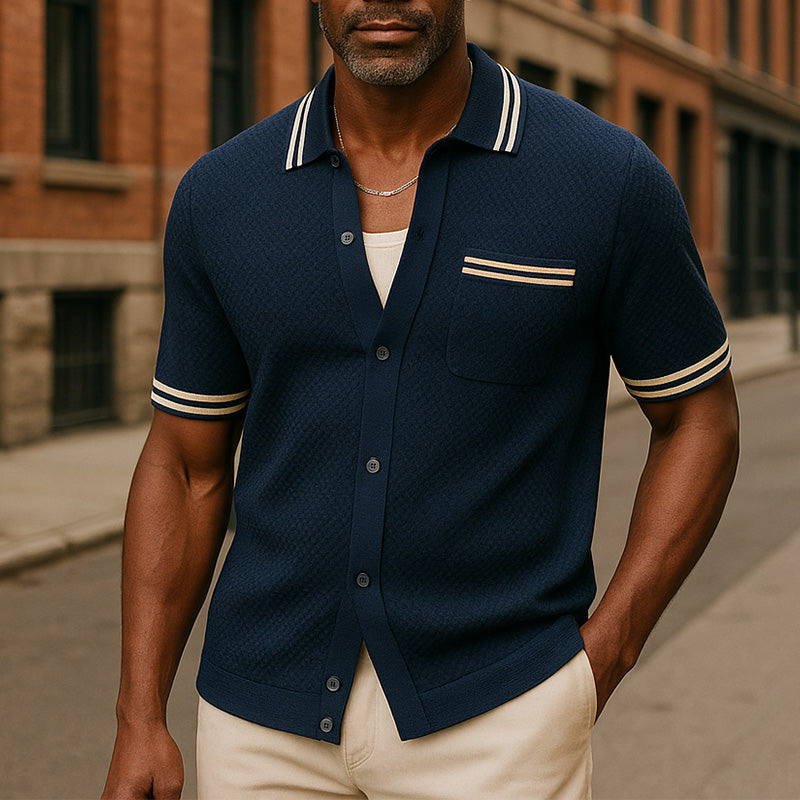 Steven | Men'S Summer Breathable Textured Fabric Short-Sleeved Sports Shirt