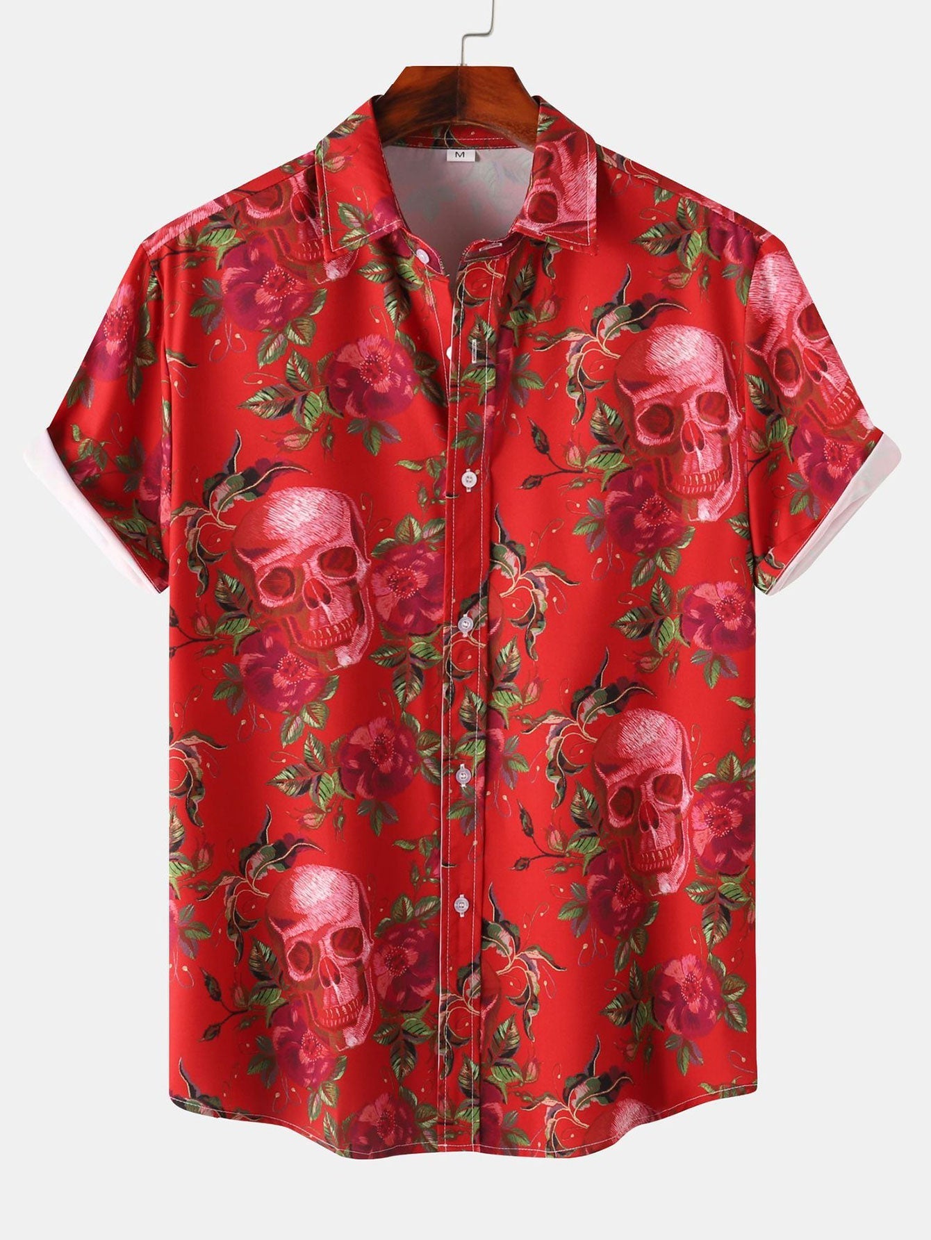 Alain® | Rose Skull Print Button Up Shirt