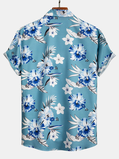 Declan® | Tropical Floral Print Button Up Shirt & Swim Shorts
