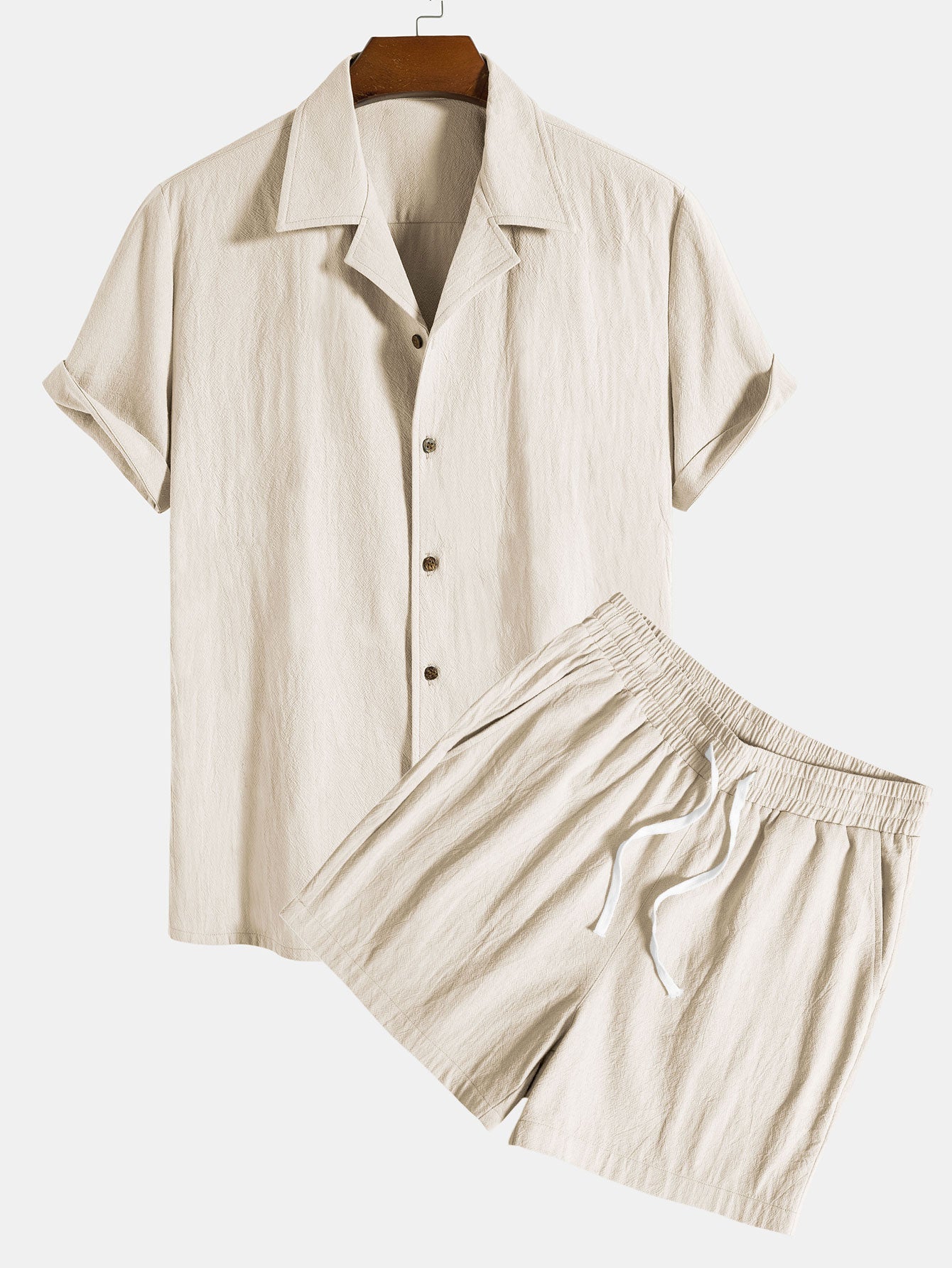 Jerome® | Textured Cotton Revere Shirt & 5" Shorts