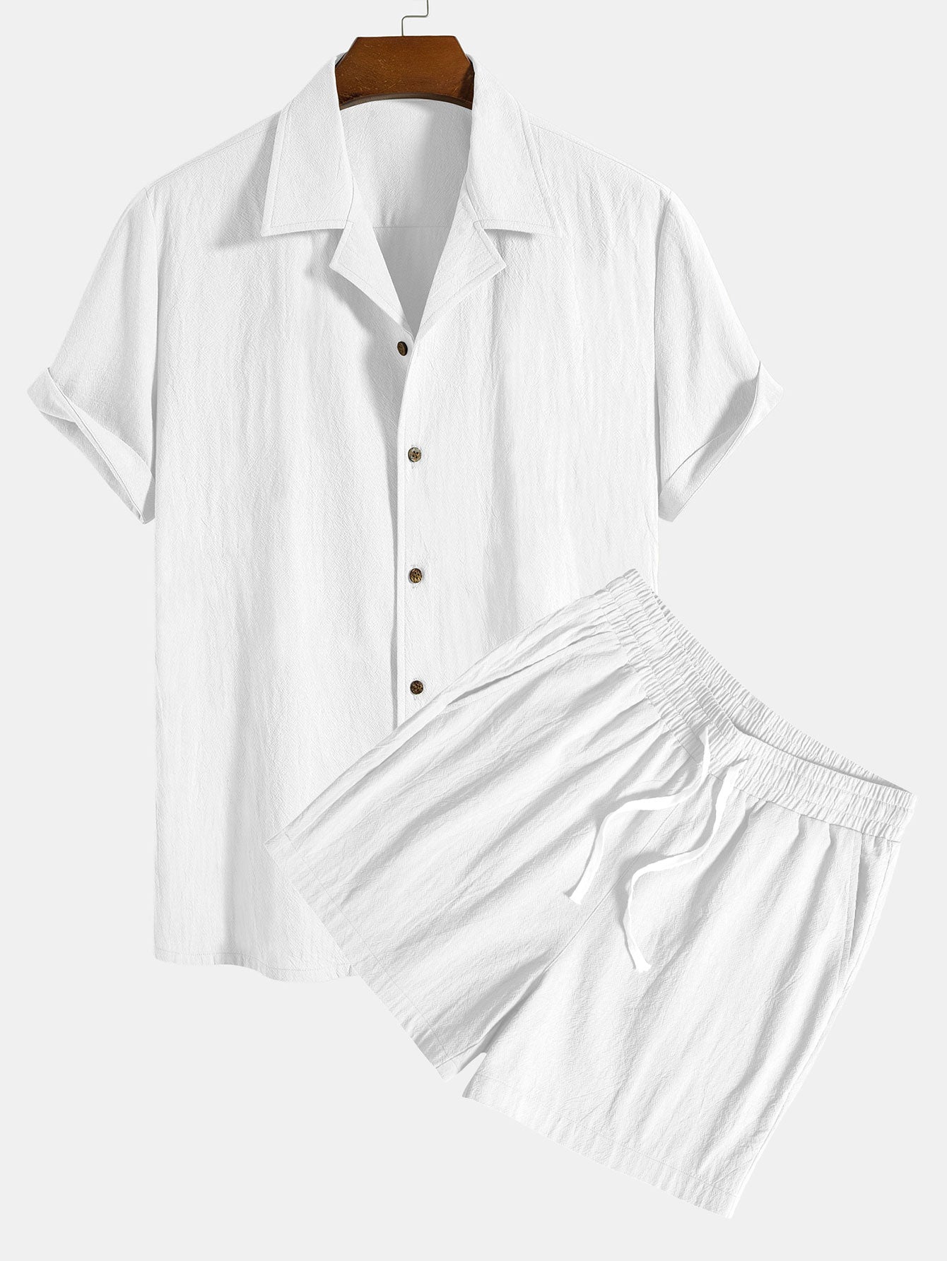 Jerome® | Textured Cotton Revere Shirt & 5" Shorts