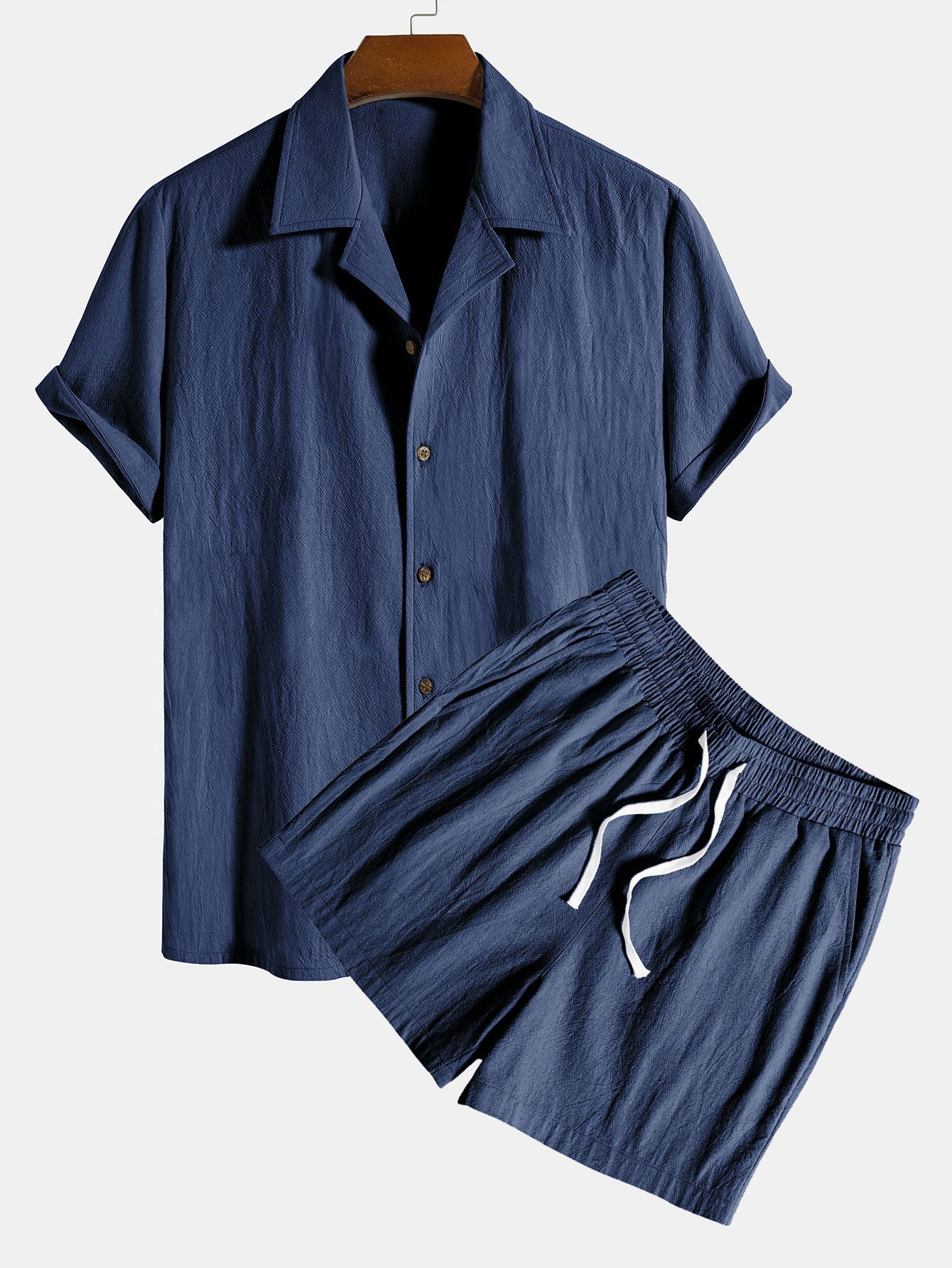 Jerome® | Textured Cotton Revere Shirt & 5" Shorts