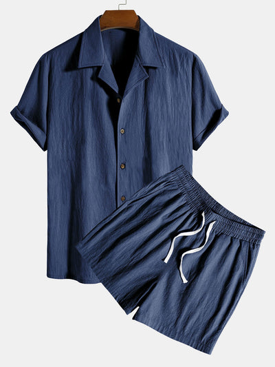 Jerome® | Textured Cotton Revere Shirt & 5" Shorts