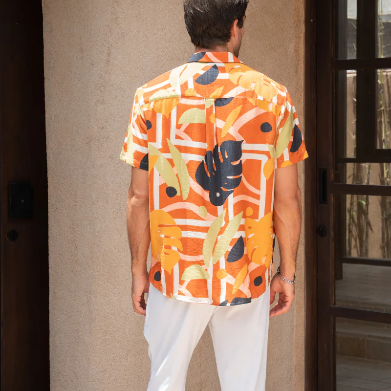 Dane | Men'S Spring And Summer Fashion Casual Tencel Cotton Blended Printed Short Sleeve Shirt