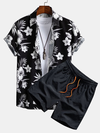 Joshua® | Tropical Floral Print Button Up Shirt & Swim Shorts