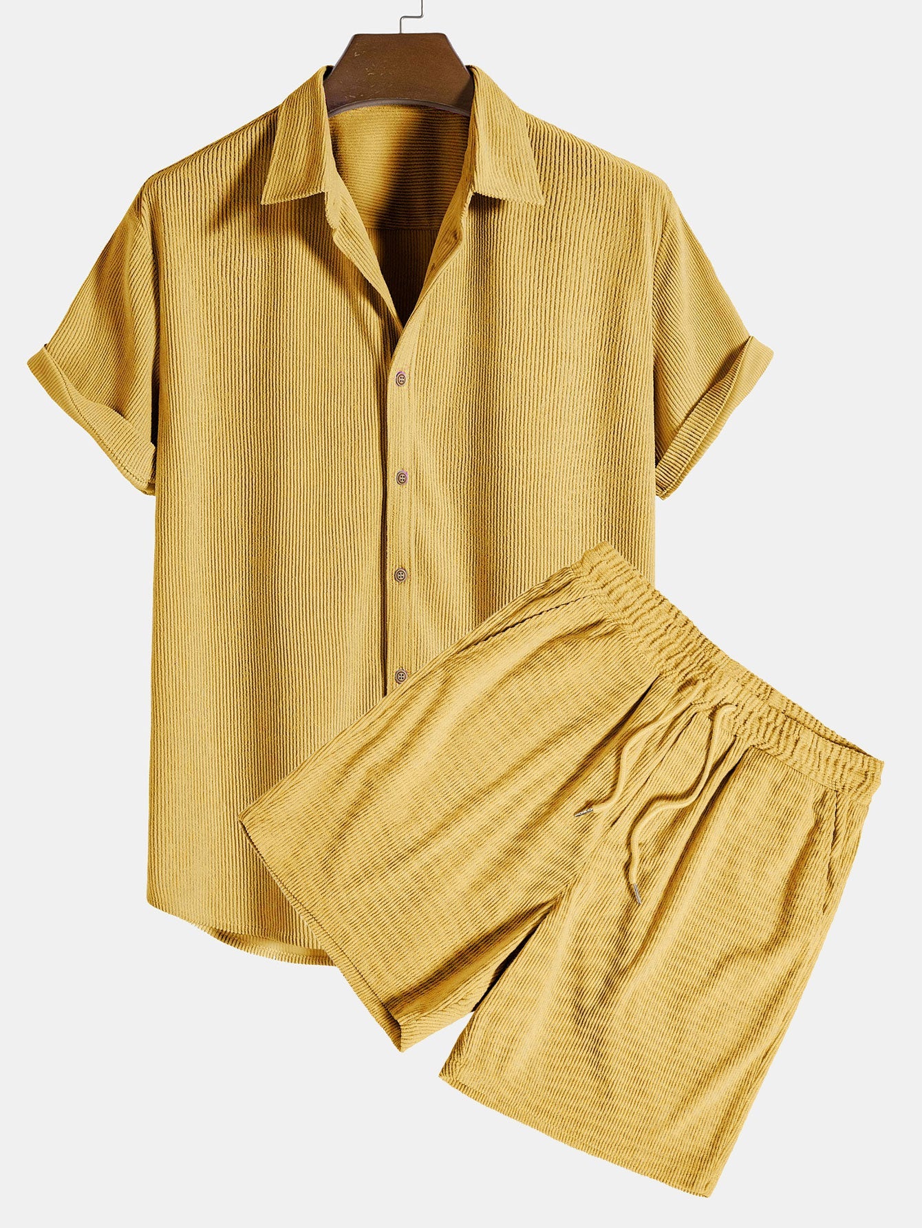 Connor® | Short-Sleeved Corduroy Button Up Shirt & Shorts