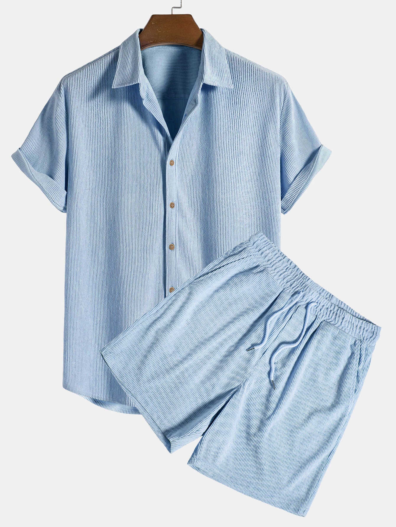 Chris® | Short-Sleeved Corduroy Button Up Shirt & Shorts