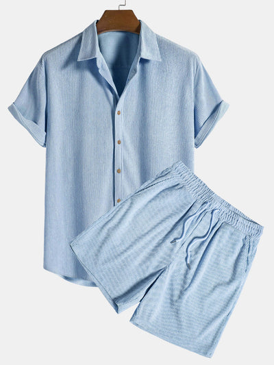 Chris® | Short-Sleeved Corduroy Button Up Shirt & Shorts