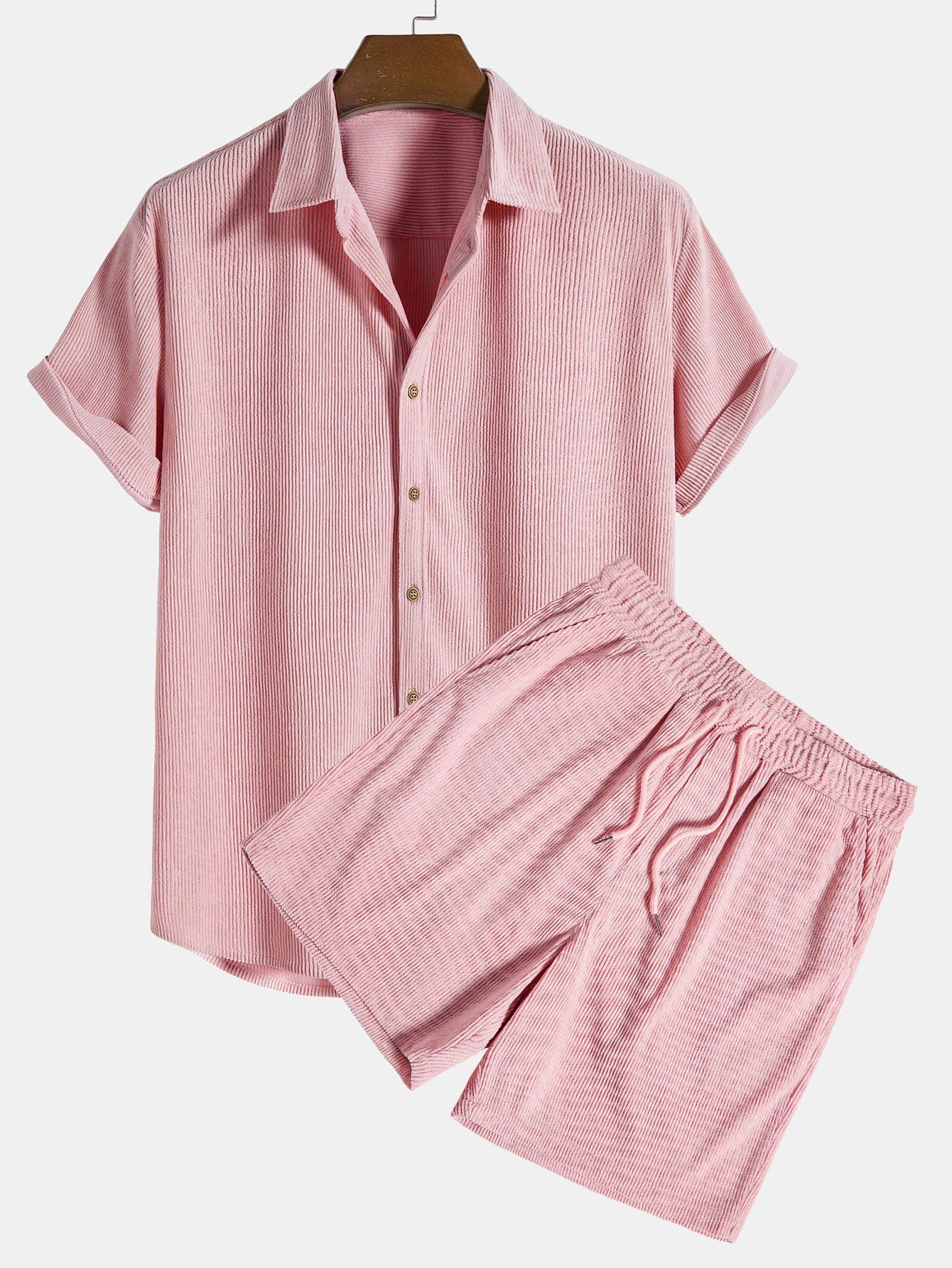 Chris® | Short-Sleeved Corduroy Button Up Shirt & Shorts