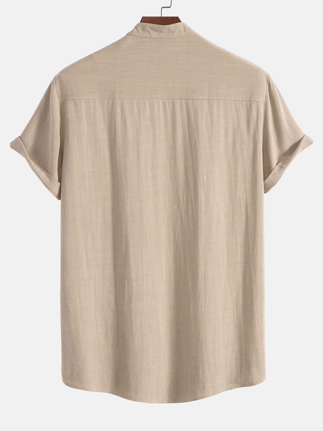 Donato® | Linen And Rayon Blend Stand Collar Shirt & Wrinkle Textured Straight Leg Pants