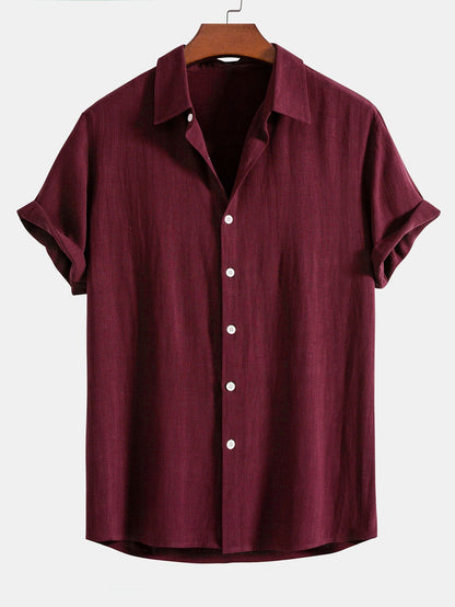 Jeremías® | Linen Rayon Blend Button Up Shirt & Wrinkle Textured Straight Leg Pants