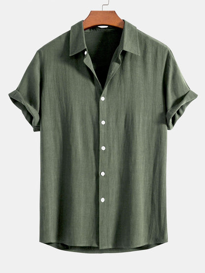 Jeremías® | Linen Rayon Blend Button Up Shirt & Wrinkle Textured Straight Leg Pants