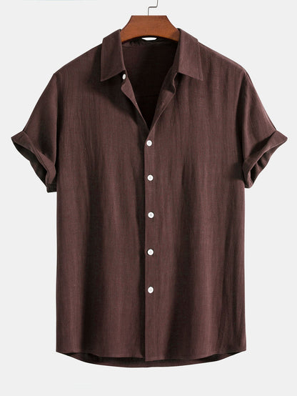 Jeremías® | Linen Rayon Blend Button Up Shirt & Wrinkle Textured Straight Leg Pants