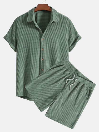 Adalhard® | Waffle Button Up Shirt & Shorts