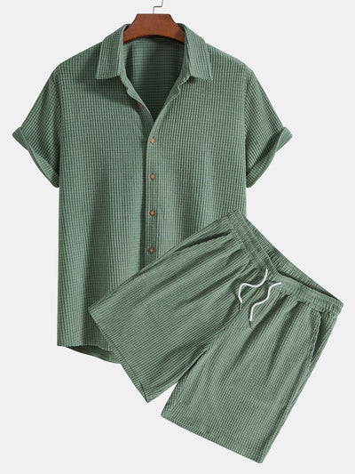 Adalhard® | Waffle Button Up Shirt & Shorts