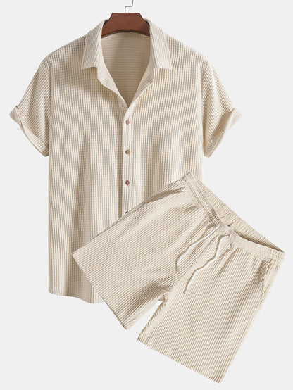 Adalhard® | Waffle Button Up Shirt & Shorts