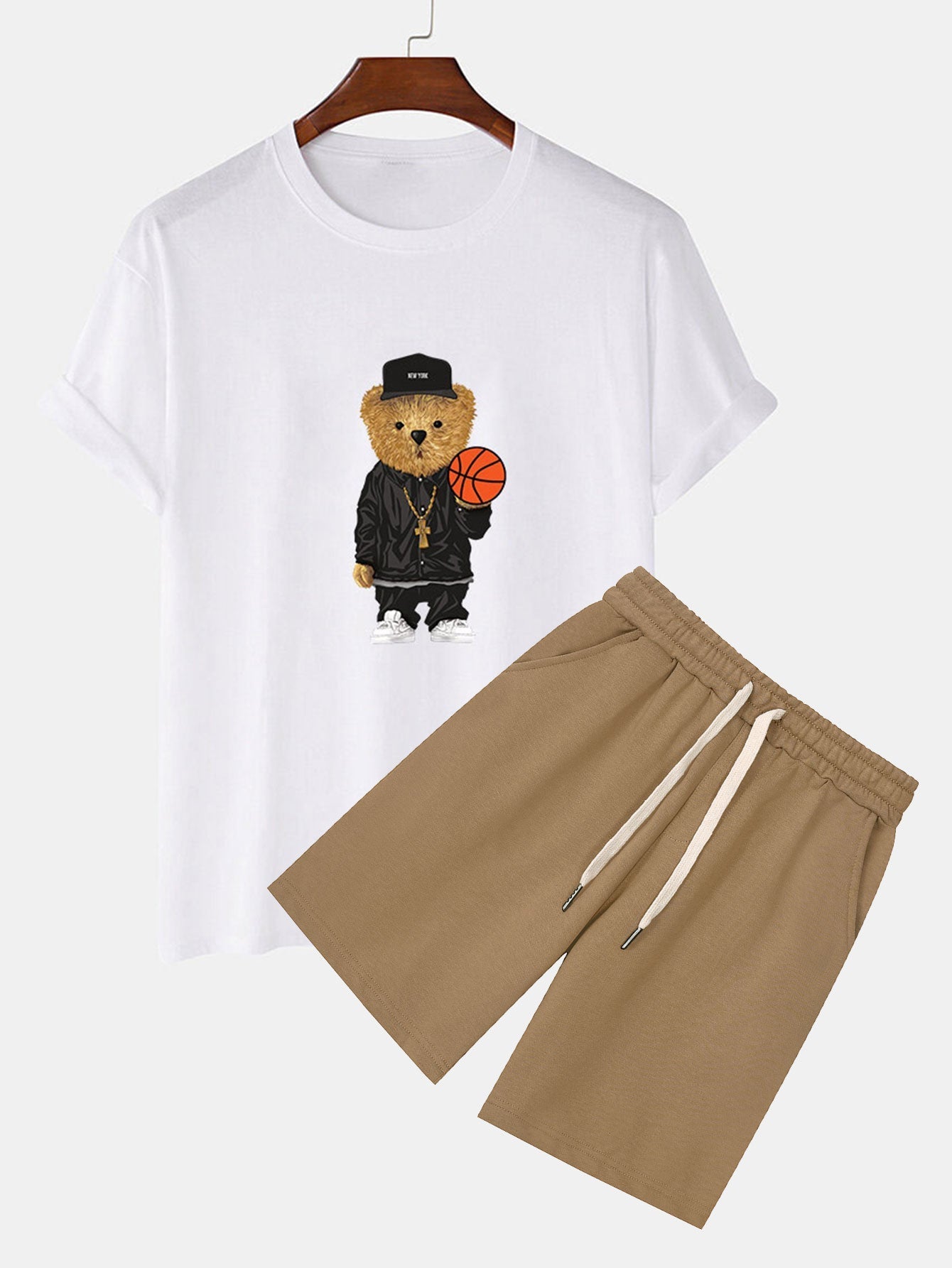 Beltrán® | Basketball Bear Print T-Shirt & Sweat Shorts