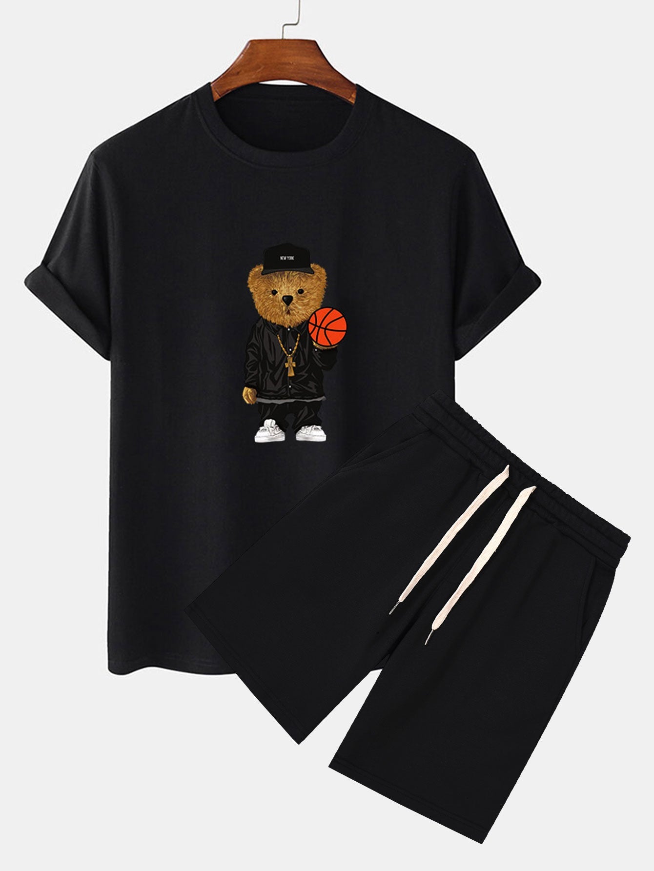 Severino® | Basketball Bear Print T-Shirt & Sweat Shorts