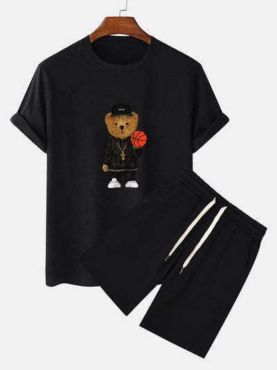 Beltrán® | Basketball Bear Print T-Shirt & Sweat Shorts
