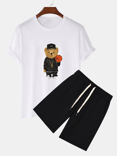 Severino® | Basketball Bear Print T-Shirt & Sweat Shorts