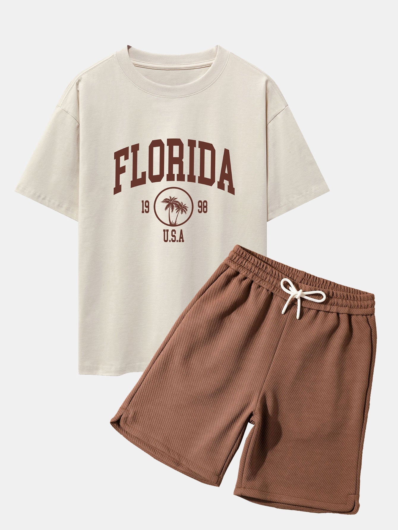 Timoteo® | Print Heavy Weight Oversize T-Shirt & Twill Jacquard Shorts