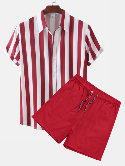 Teodoro® | Stripe Print Shirt & Swim Shorts