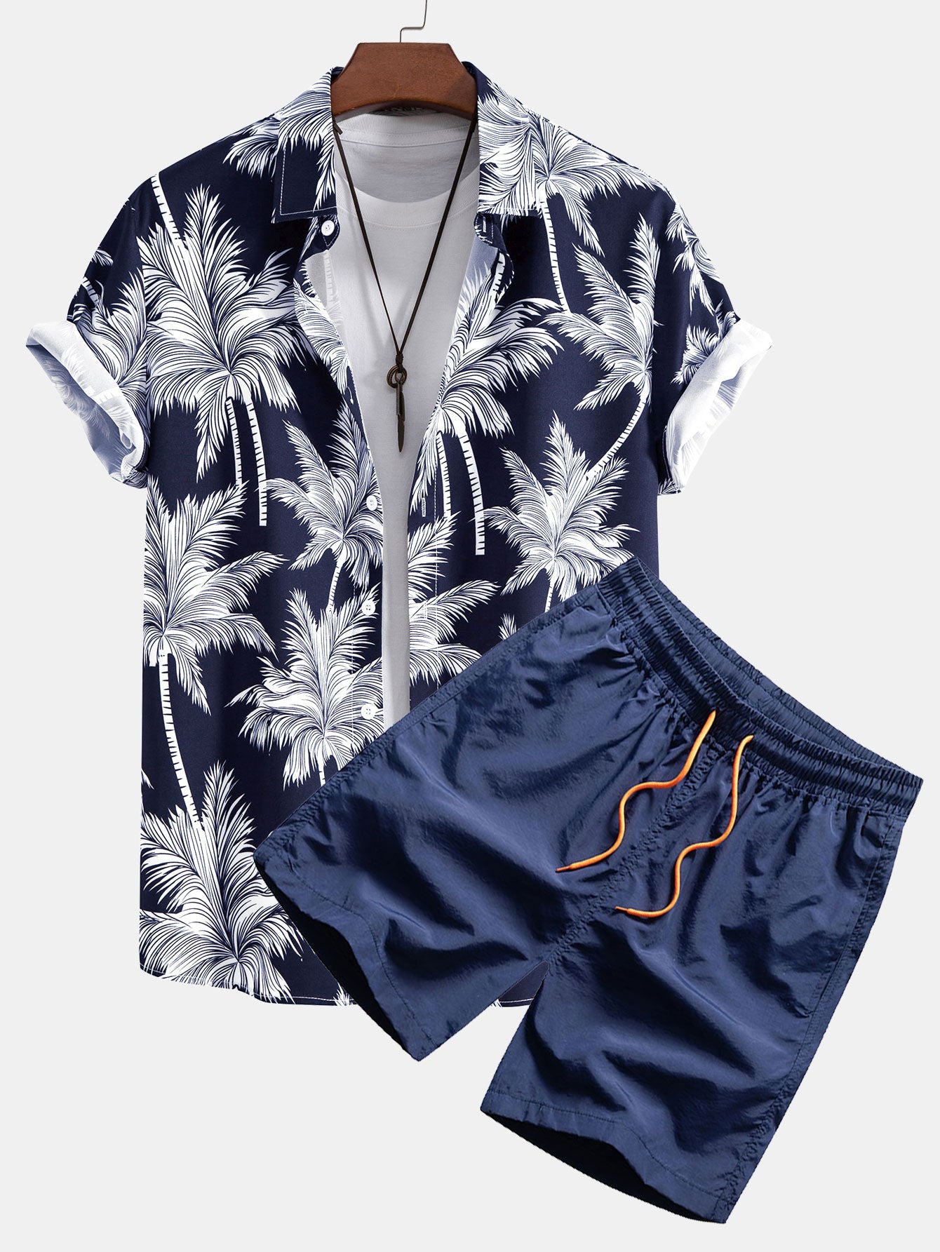 Charles® | Palm Tree Print Button Up Shirt & Swim Short