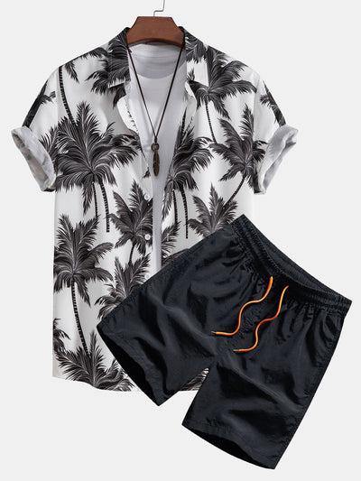 Charles® | Palm Tree Print Button Up Shirt & Swim Short