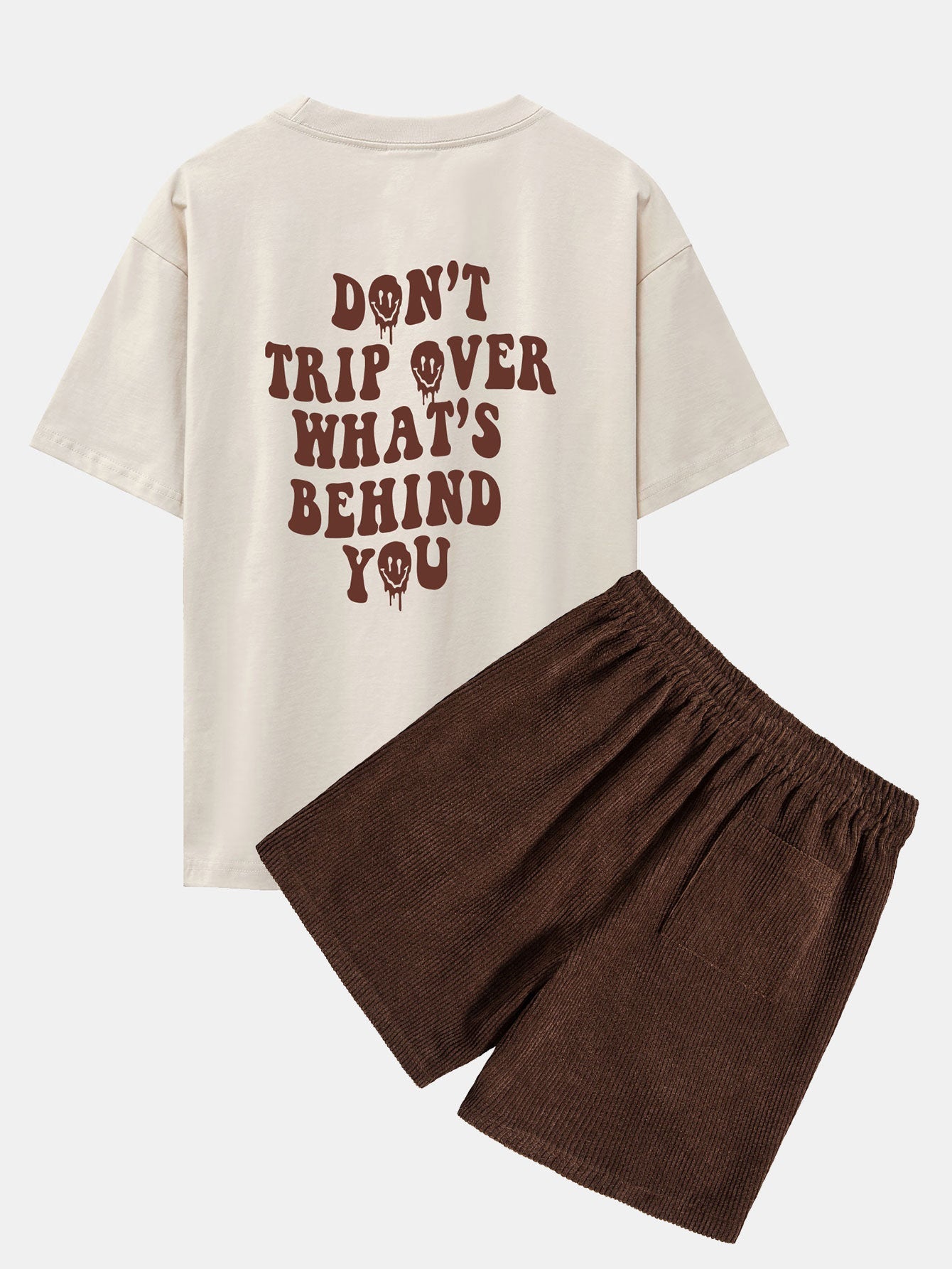 Platón® | Slogan Back Print Oversize T-Shirt & Corduroy Shorts