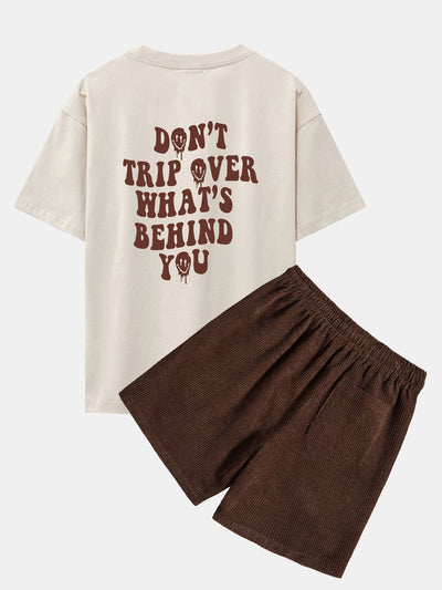 Platón® | Slogan Back Print Oversize T-Shirt & Corduroy Shorts
