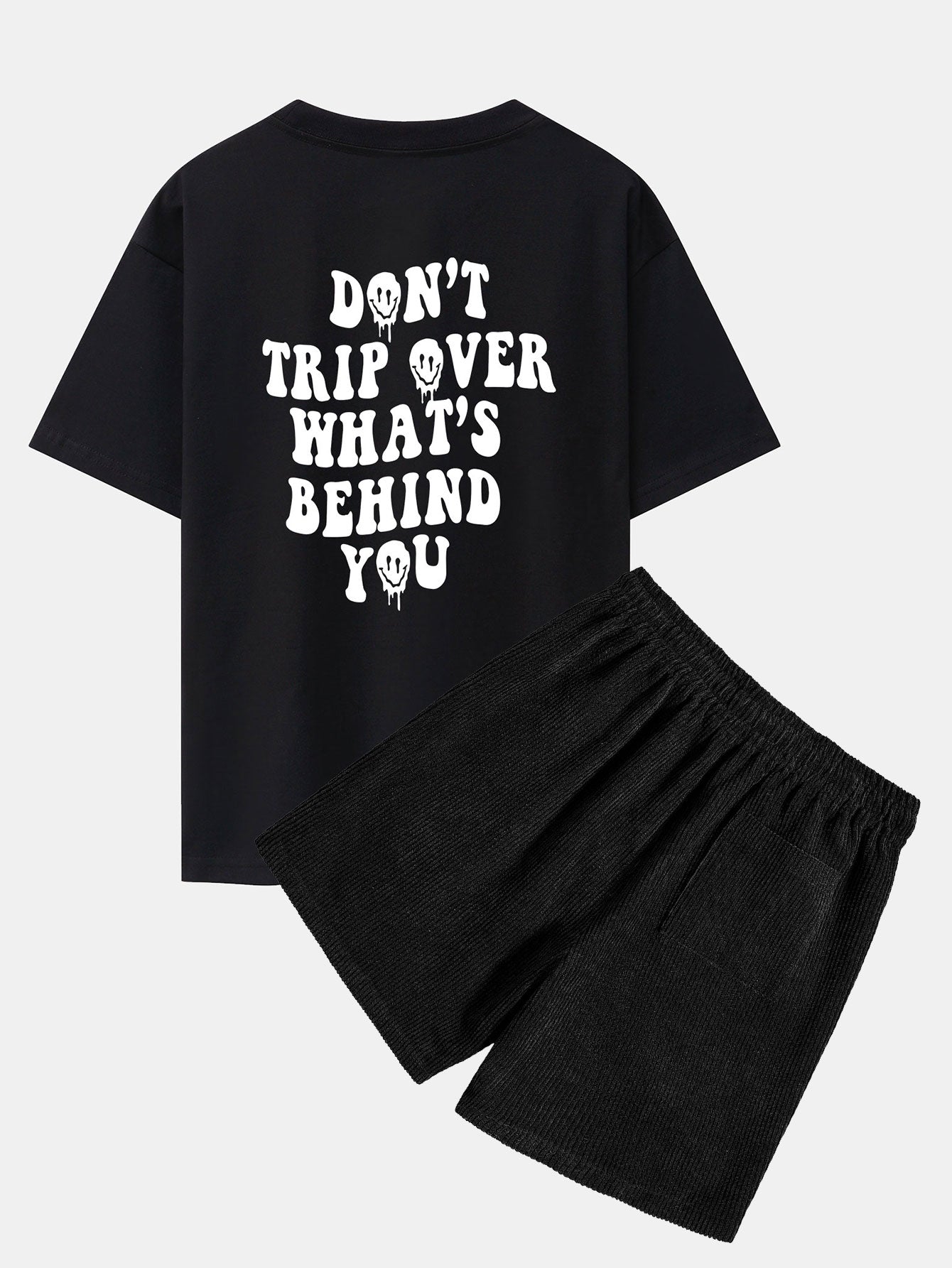 Platón® | Slogan Back Print Oversize T-Shirt & Corduroy Shorts