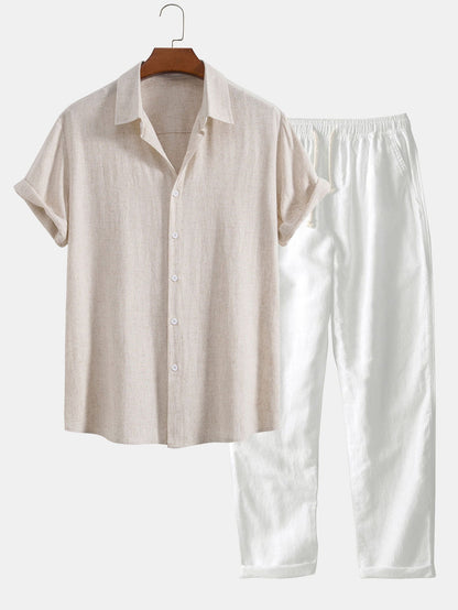 Zósimo® | Linen Rayon Blend Button Up Shirt & Straight Leg Linen Pants