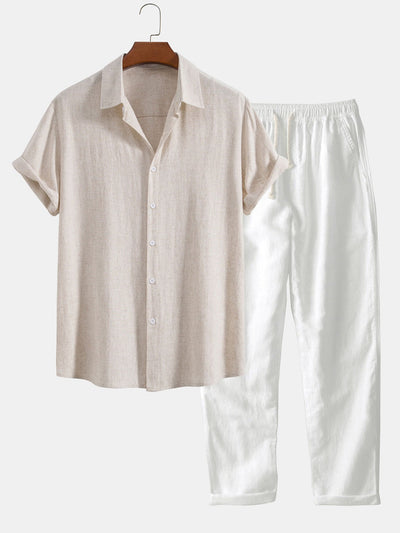 Zósimo® | Linen Rayon Blend Button Up Shirt & Straight Leg Linen Pants