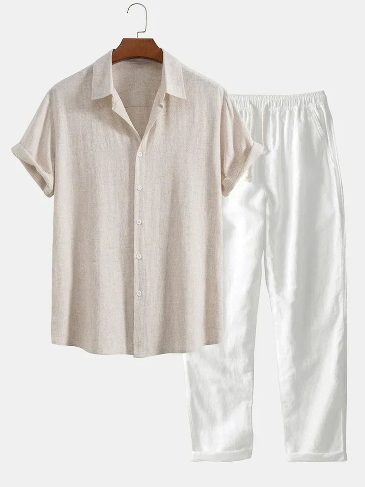 River | Linen blend shirt and straight pants set