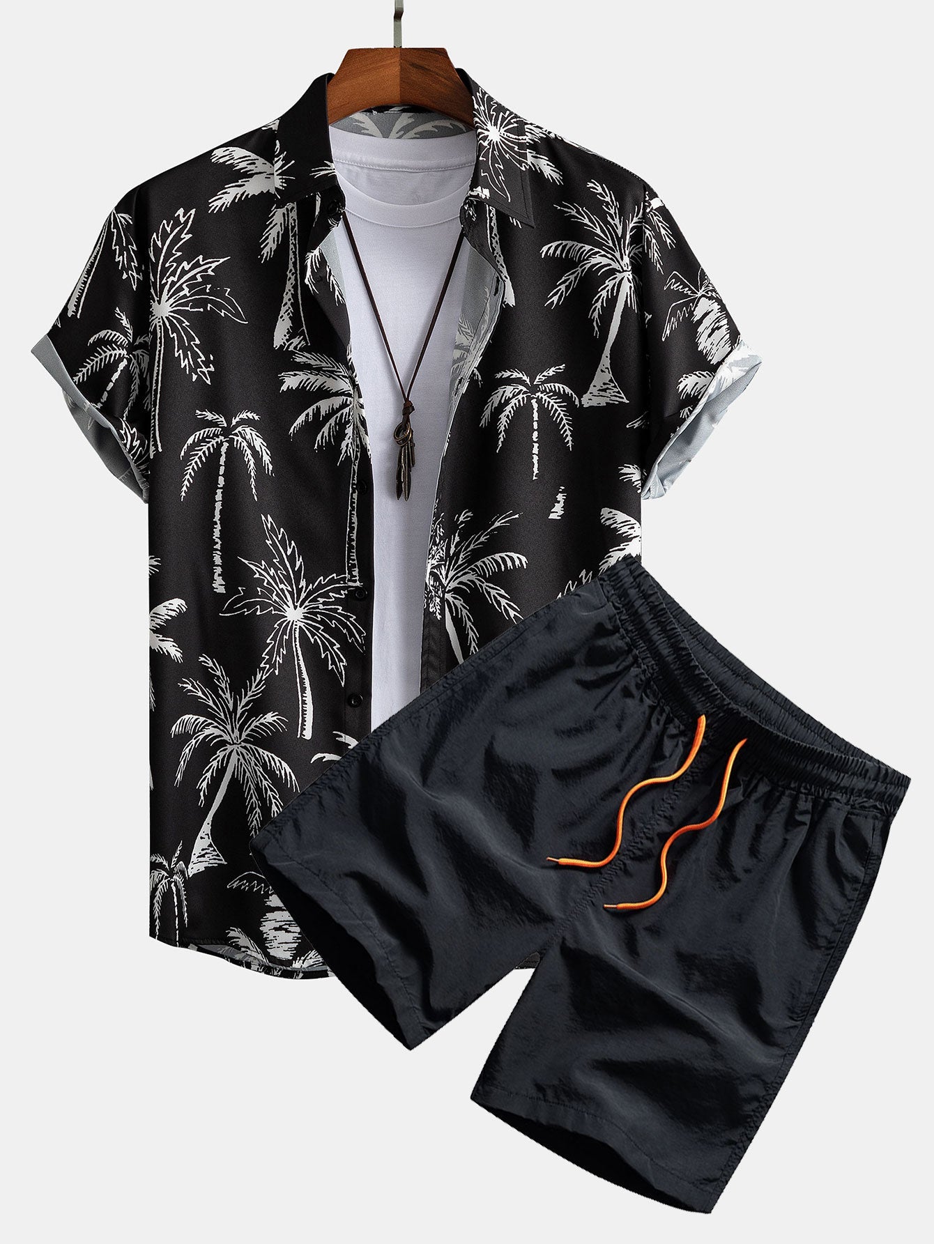 Patricio® | Palm Tree Print Button Up Shirt & Swim Shorts