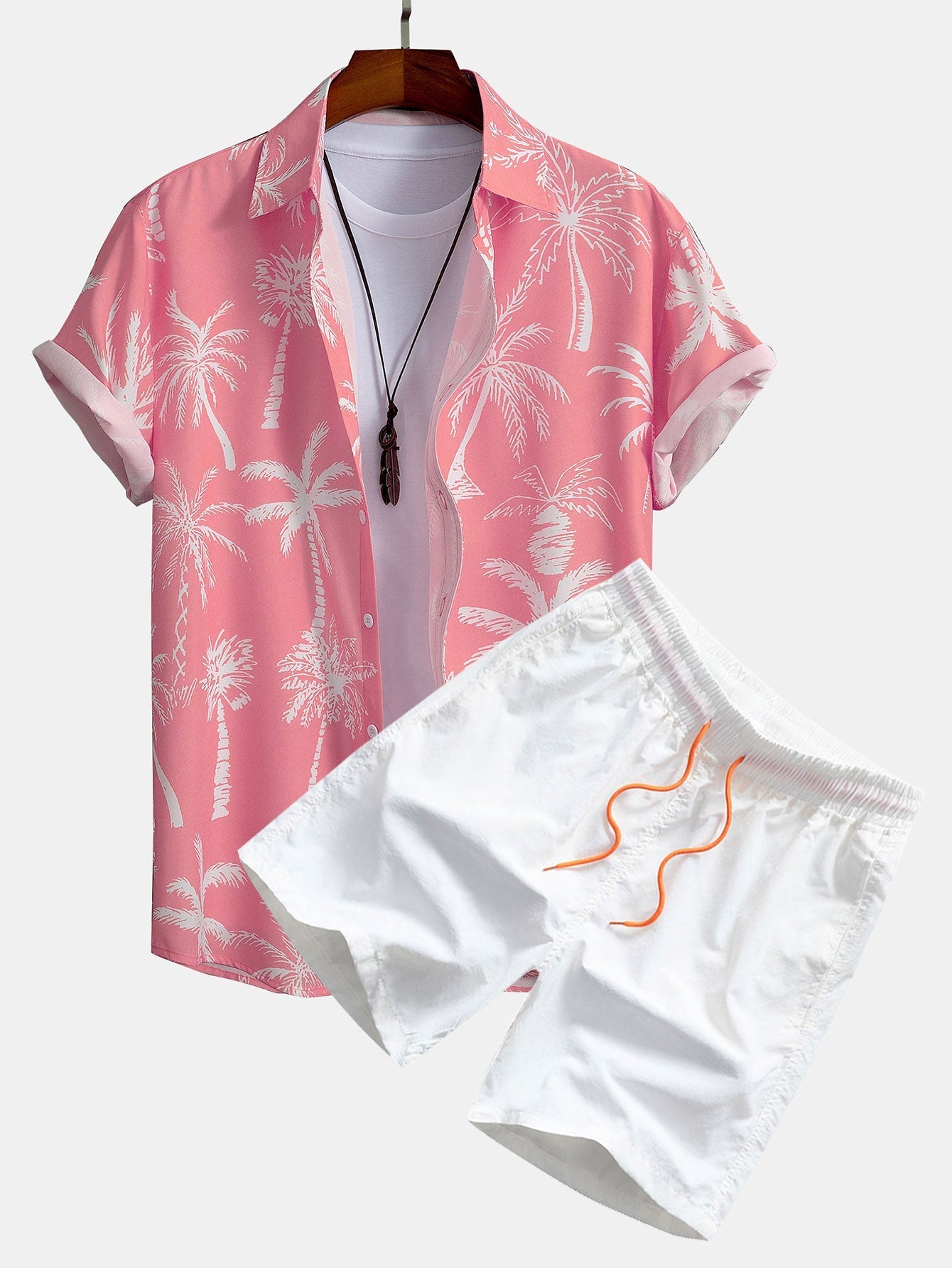 Patricio® | Palm Tree Print Button Up Shirt & Swim Shorts