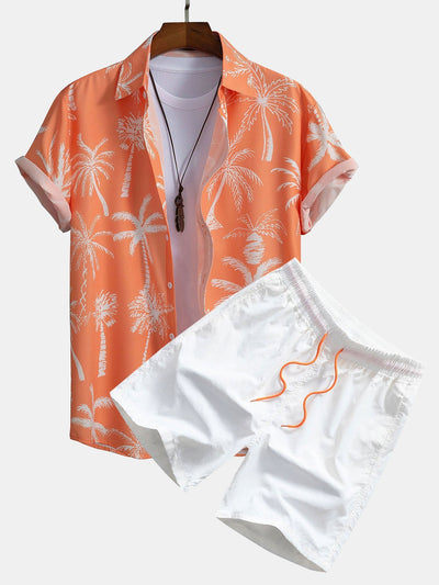 Patricio® | Palm Tree Print Button Up Shirt & Swim Shorts