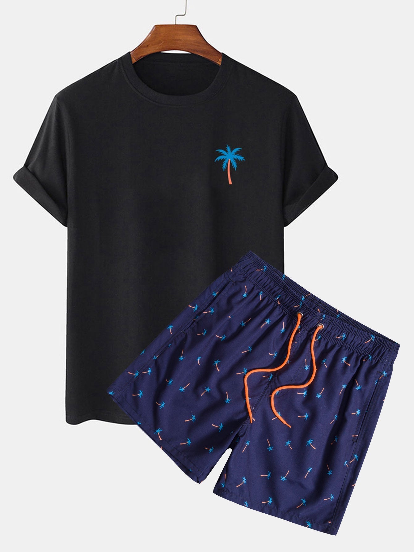 Agis® | Palm Tree Print T-Shirt & Swim Shorts