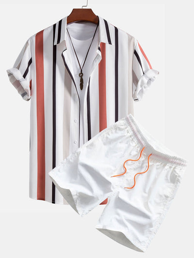 Pánfilo® | Striped Button Up Shirt & Swim Shorts